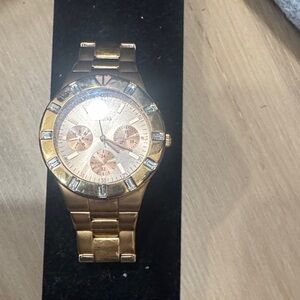 Guess Gold-Tone Watch with Crystal Details